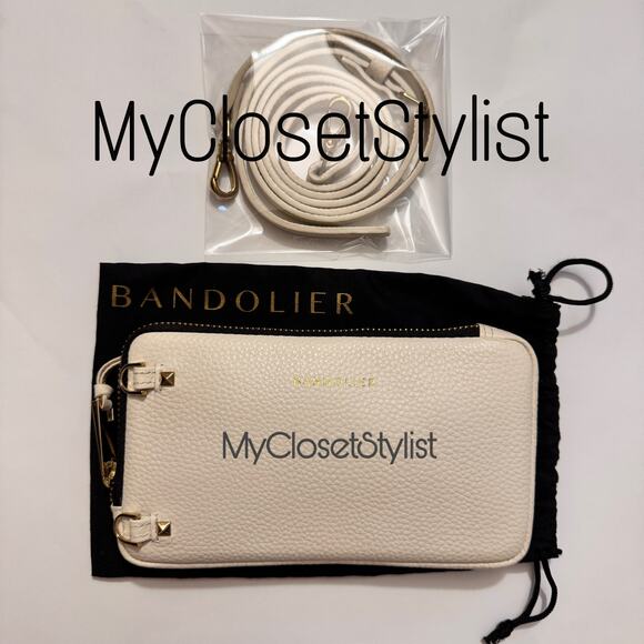 Bandolier Handbags - NEW! Bandolier Cream Ivory Crossbody Purse Case Strap SET! Expanded Zipper Pouch